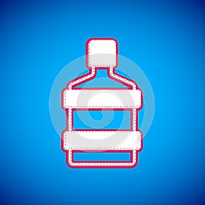 White Big bottle with clean water icon isolated on blue background. Plastic container for the cooler. Vector