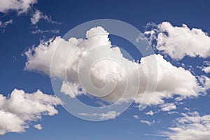 White big cloud on clear blue sky background