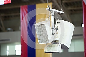 White Big Loud Speaker hang to ceiling