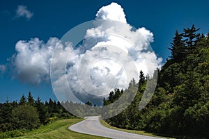 White Billowing Cloud Forming Above the Blue Ridge Parkway