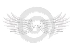 White bird angel animal fly wings 3d realistic decorative feather design object isolated on white vector illustration