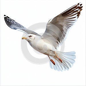 white bird flying isolated