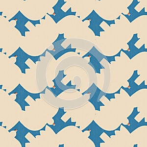 White birds on the blue sky modern seamless pattern. Peace and freedom illustration.