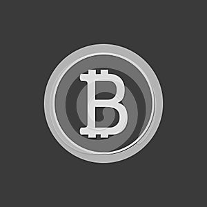 White bitcoin sign icon on black background. Crypto currency symbol and coin image for using in web projects or mobile application