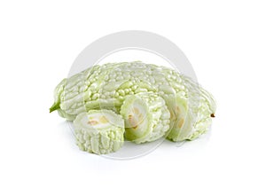 Fresh Bitter melon on white background