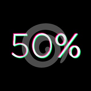 White Black 50 Percent Sign Text Business Sale Price Off Discount Symbol Grudge Scratched Dirty Style Punk Print Symbol