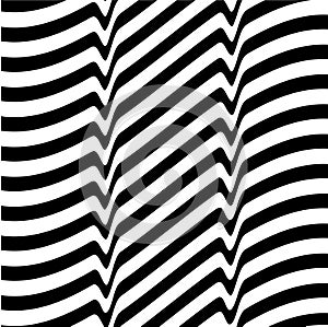 White black abstract wave line optical background.