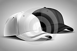 White and black baseball cap Mock up. Ai generative
