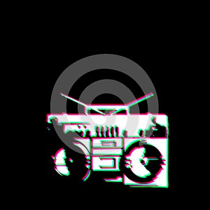 White Black Boombox Ghetto Blaster Stereo Grudge Scratched Dirty Punk Style Print Culture Symbol Shape Graphic Red Green