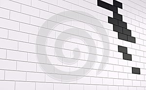 White and black brick wall. 3d render
