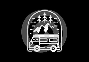 White and black campervan badge