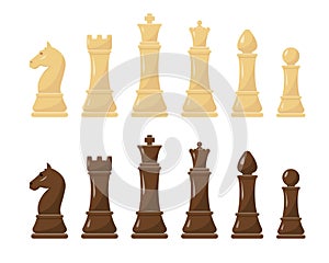 White and black chess figures set.