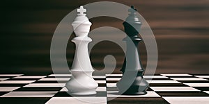 White and black chess kings on a chessboard. 3d illustration