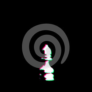 White Black Chess Piece Bishop Grudge Scratched Dirty Punk Style Print Culture Symbol Shape Graphic Red Green