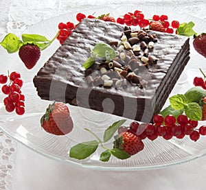 White and black chocolate cake