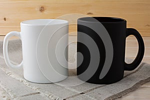 White and black coffee mug mockup