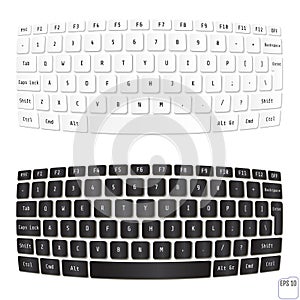 White and Black computer keyboards. Vector illustration