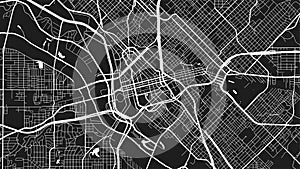 White black Dallas city area vector background map, streets and water cartography illustration