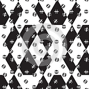 White black diamond inside hexagon shape scattered pattern white