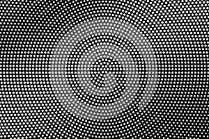 White on black halftone vector texture. Frequent dotted gradient. Centered dotwork surface for vintage effect