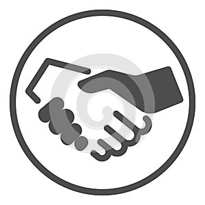 White and black handshake line icon, Black lives matter concept, Business partners greeting sign on white background