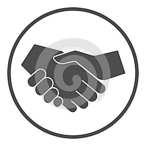 White and black handshake solid icon, Black lives matter concept, Business partners greeting sign on white background