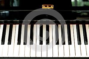 White and black keys of a piano keyboard