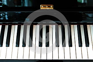 White and black keys of a piano keyboard