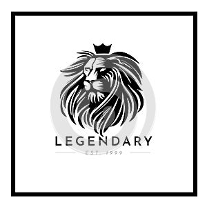 White and black Lion logo brand icon illustration