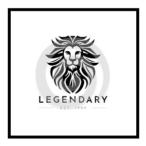 White and black Lion logo brand icon illustration