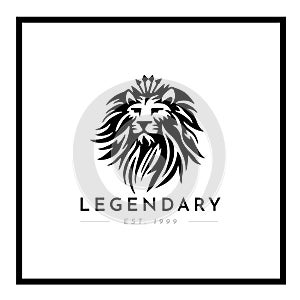 White and black Lion logo brand icon illustration