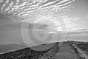 White and black magic colorful sunrise in holy land judean desert in Israel