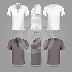 White black mens polo t-shirt front back and side views