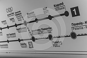 White and black metro map