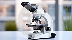 A microscope sitting on top of a table