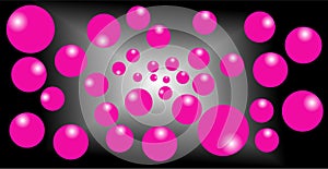 White and black mixture background, pink balloons 3d effect.