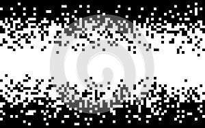 White and black pixel background. Minimal design with monochrome squares. Abstract halftone gradient. Random texture photo