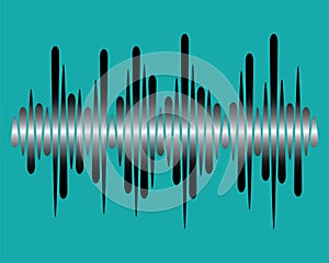 White-black pulse music player. Audio monochrome wave logo