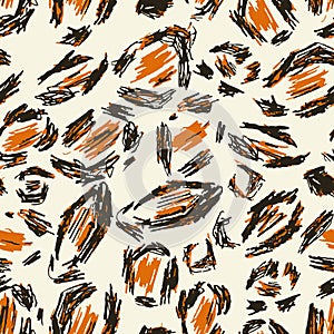 White, black, red, orange leopard skin. Seamless pattern background jaguar. Safari animal print. Africa texture. Vector wallpaper