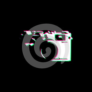 White Black Retro Photography Camera Grudge Scratched Dirty Punk Style Print Culture Symbol Shape Graphic Red Green