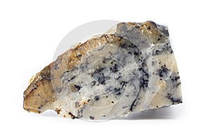 White and black rough opal mineral from Brazil isolated on a pure white background photo