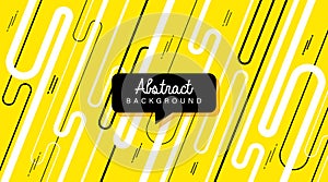 White and black rounded stripes lines abstract on bright yellow background. Geometric vector rounded lines pattern creativity.