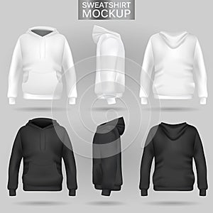 White and black sweatshirt hoodie template in three dimensions