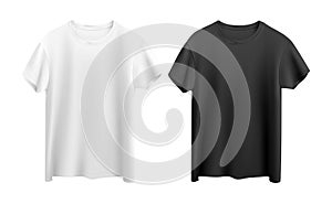 White and black t-shirt isolated on white background front view