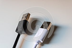 White and black Usb cable connectors