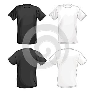 White and black vector T-shirt design template (front & back)