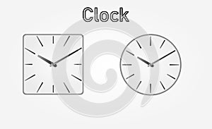 White and black wall office clock icon set. Design template closeup in vector