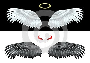 White and Black Wings Angel