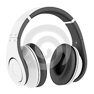 White and black wireless headphones isolated on white