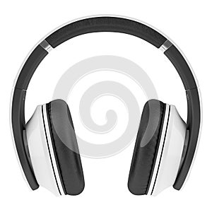 White and black wireless headphones isolated on white photo